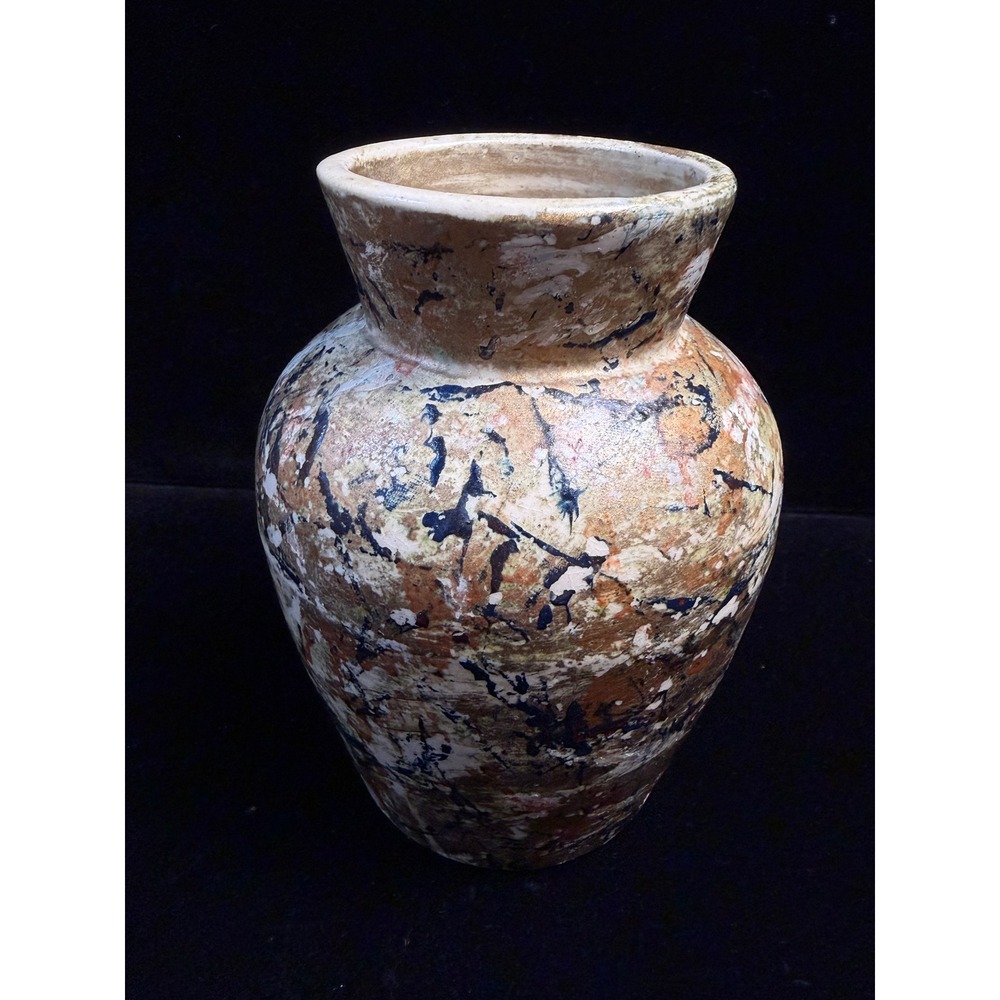 Weyman's Snuff Vintage Stoneware Jar Abstract Splatter Glaze Vase Art Pottery